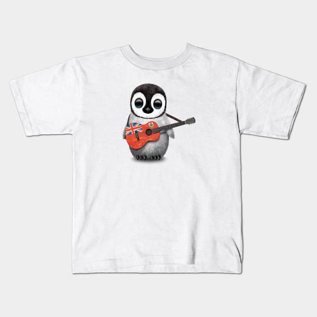 Baby Penguin Playing Bermuda Flag Guitar Kids T-Shirt by jeffbartels